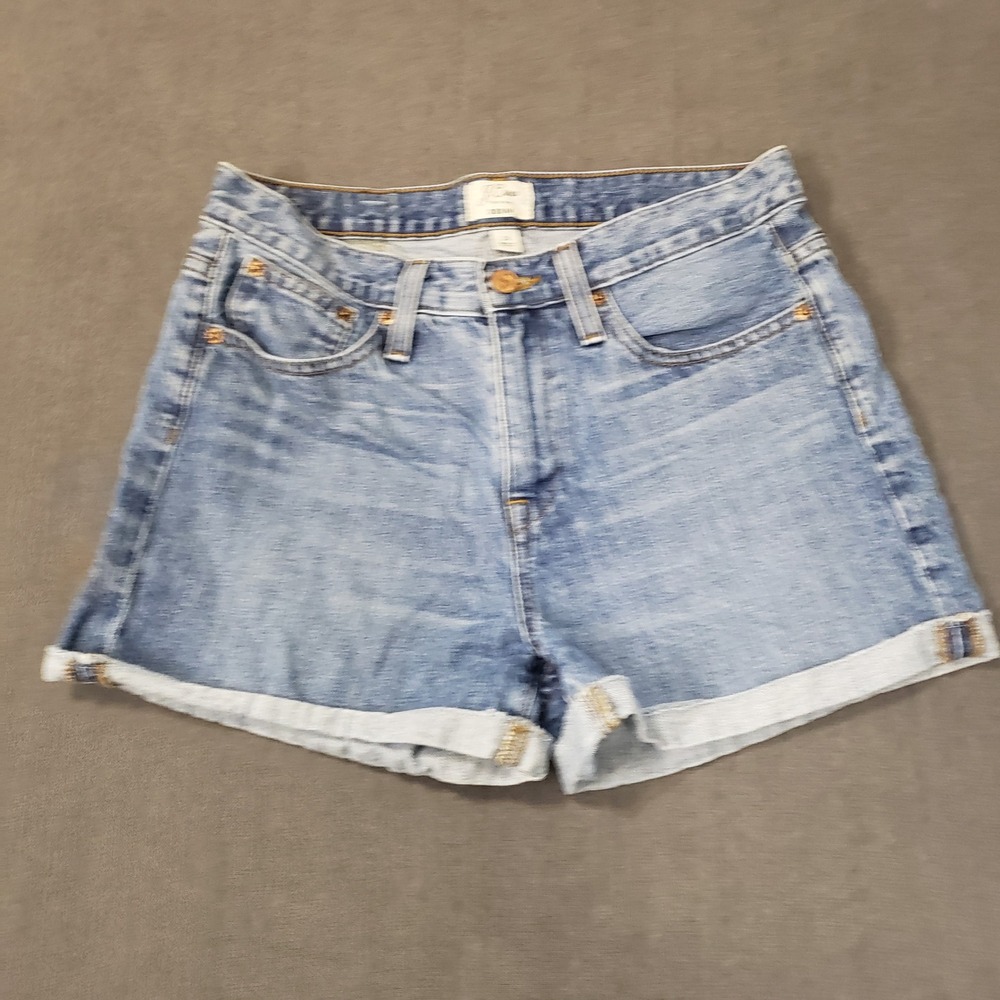 J.Crew Denim Shorts Womens 26 Blue High Rise Cuffed 100% Cotton E5862